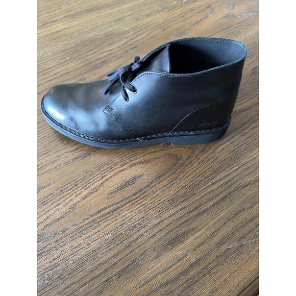 Clarks Desert Boot Men’s US 10 Black Leather Chukka Boots Classic Lace-Up - Picture 7 of 8